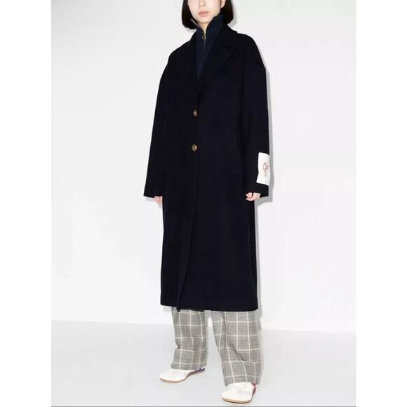 NEW Golden Goose logo patch single-breasted coat‎ in Navy - Size 42 #C2798 - Picture 1 of 16